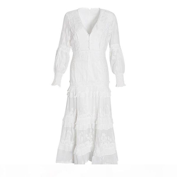 

australia latest lace stitching drawstring mesh embroidery long dress l, Black