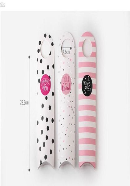 

diy 30шт 23.5x8x3cm new pink black dots long упаковка малый подарок упаковка картонная коробка с ручкой куки ювелирные изделия бумаги box wm