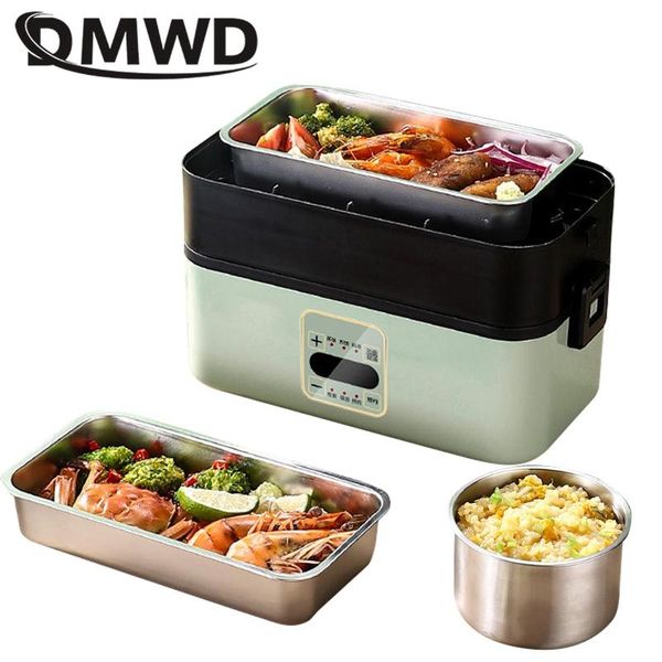 

dmwd portable rice cooker heating lunch box electric thermal heater steamer cooking container 2/3 layers office warmer 220v