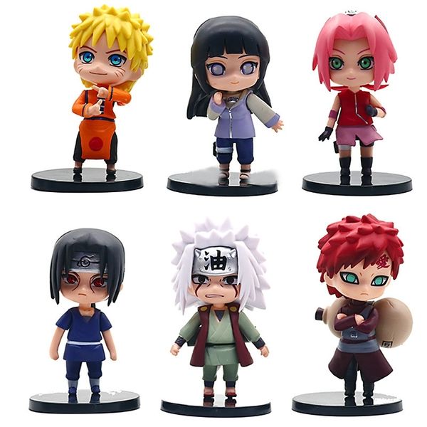 

6pcs/lot anime naruto action figure toys zabuza haku kakashi sasuke naruto sakura pvc model collection kids toys y200421