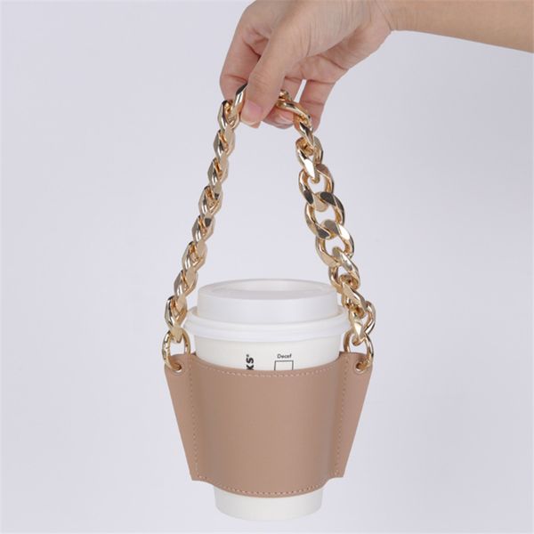 

korean milk tea water cup bag leather protective cover portable comfortable fashion bracelet coffee cup case