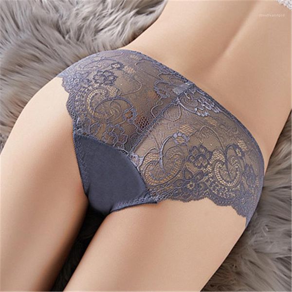 

comfortable briefs womens ultra thin lace panties fashion trend hollow out transparent plus size underwear female new middle waist, Black;pink