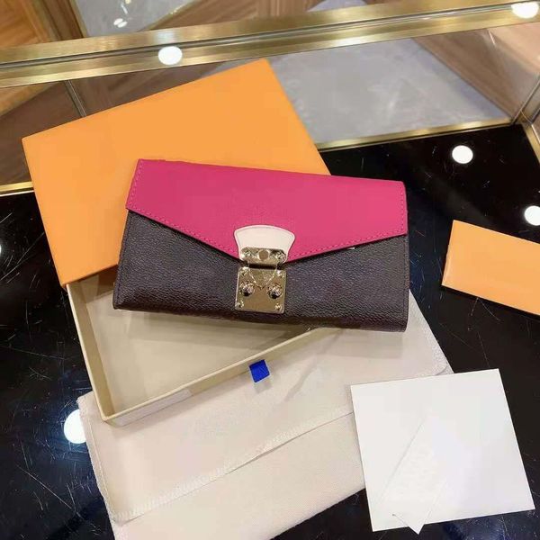 

luxury 3a+ high-end classic letter pattern wallet with frame ladies leather rectangular flip wallet clutch wholesale 02, Red;black