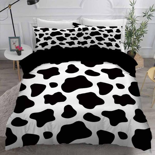 

2/3 pieces cow animal bedding sets 3d print duvet cover set black white bed quilt cover twin  king set(no sheets