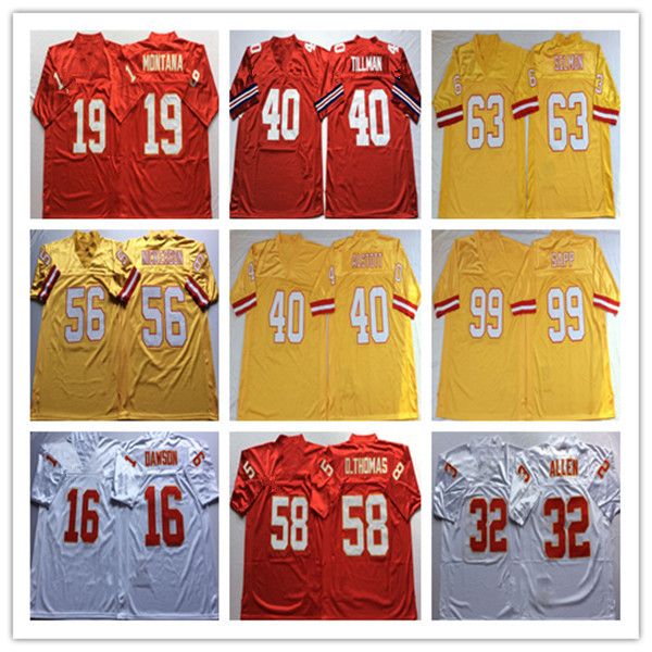 

Men Vintage Derrick Thomas Len Dawson Joe Montana Pat Tillman Hardy Nickerson Lee Roy Selmon Warren Sapp Mike Alstott MN Football Jersey, As pic