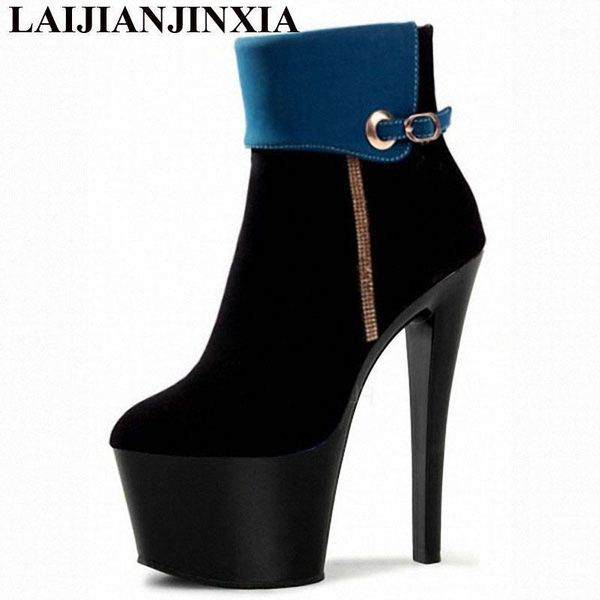 

laijianjinxia new women fetish ankle boots super high heel platform boots crocodile print shiny party wedding female shoes1, Black