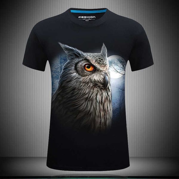 

men's t-shirts summer owl 3d short sleeve large bottom shirt, White;black