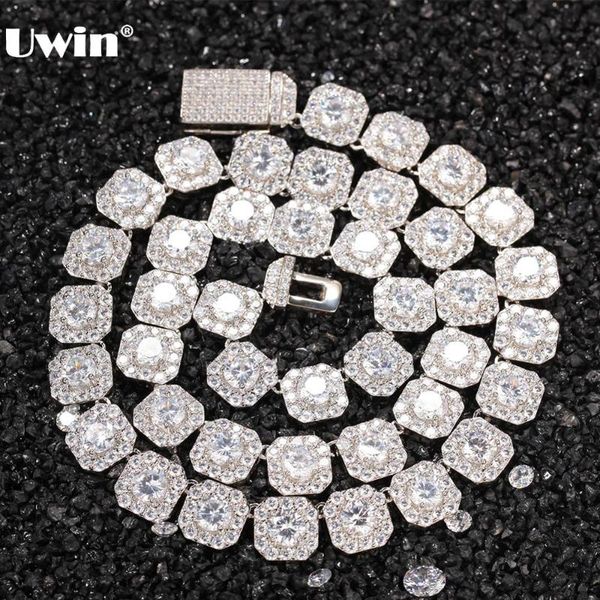 

chains uwin fashion jewelry 12mm square rock cubic zirconia tennis lovely hiphop necklace luxury full iced out cz, Silver