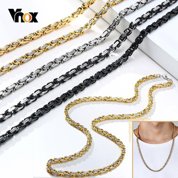 

vnox 4mm квадратная византийская цепь ожерелье для мужчин из нержавеющей стали панк рок мужские украшения 24, Silver