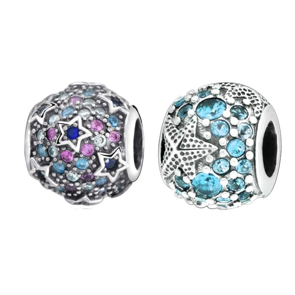 

authentic new arrival 100% 925 sterling silver beads levated stars pave charm fit original european bracelets women diy jewelry, Black