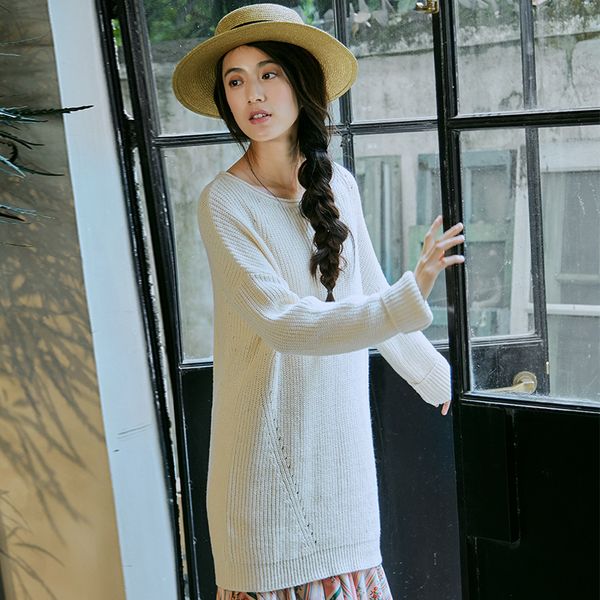 

inman women spring autumn clothes round neck drop shoulder embroidered pullover women 201031, White;black