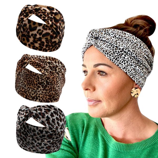 

others apparel women printing sport headband yoga hairband leopard printing pleuche hairlace sweatband wide-brimmed fitness scarf headwear, Black;white