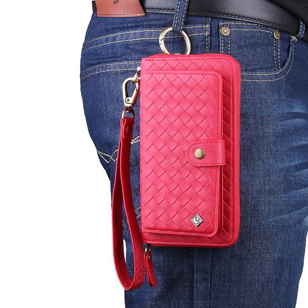 

woven pattern phone bag for iphone12pro xr 11pro 7 plus 8 zipper wallet case for samsung s20 wjjdz