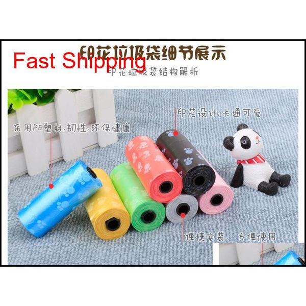 

cute dog foot painted pet dog garbage bag clean-up bag pick up waste poop bag refills home supply qylnuo sports2010