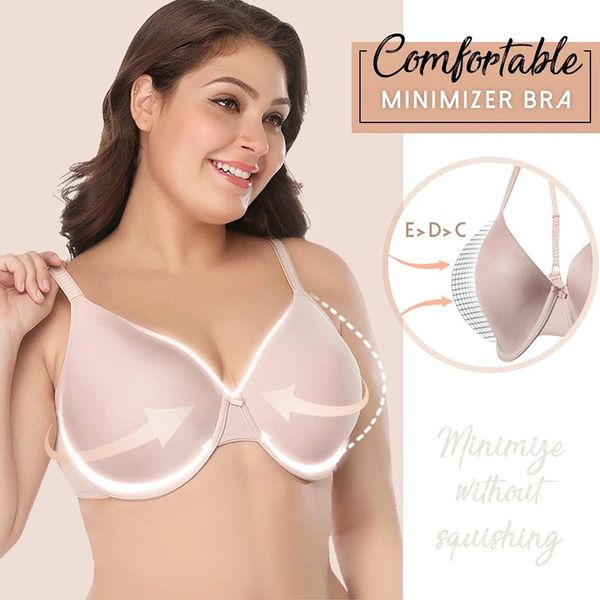 Comfort Wire-Free Minimizer Sutiã Plus Size Silky Smooth Push up Respirável sutiã Brassiere Bralette Brealette Cor Solid Lingerie 201202