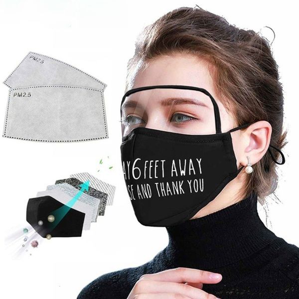 

factory price 2 in 1 eye dustproof washable cotton cycling reusable mask protective face shield with 2pcs filters rra32