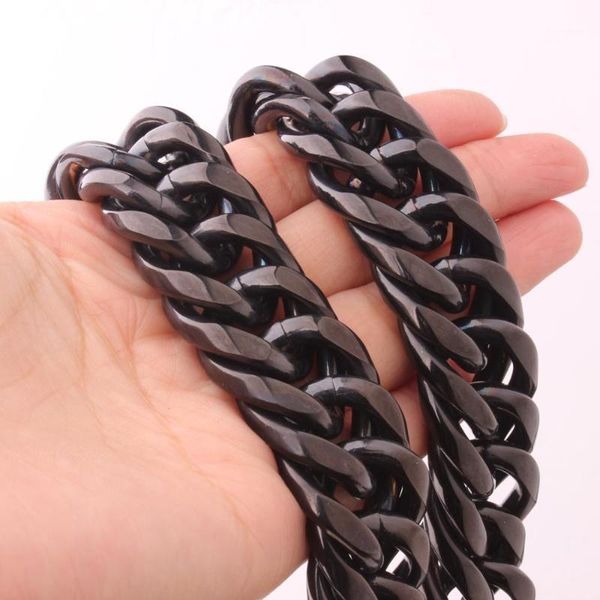 

chains 9/11/13/16/20/22mm fashion men's black tone 316l stainless steel curb cuban link chain necklace jewelry gift1, Silver