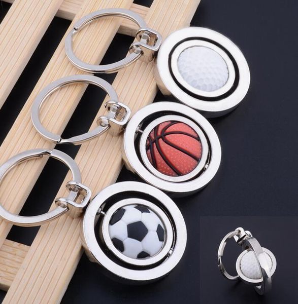 

rotating world cup football keychain soccer basketball golf key chain pendant gifts, Silver