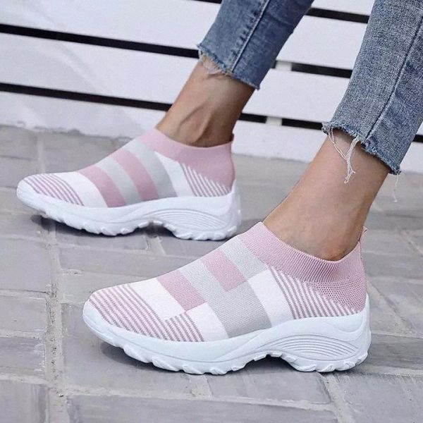 

Women's Casual Vulcanized Shoes Woman Sock Sneakers 2020 Women Knitted Flat Shoes Ladies Slip On Female Loafers Summer #wY4X