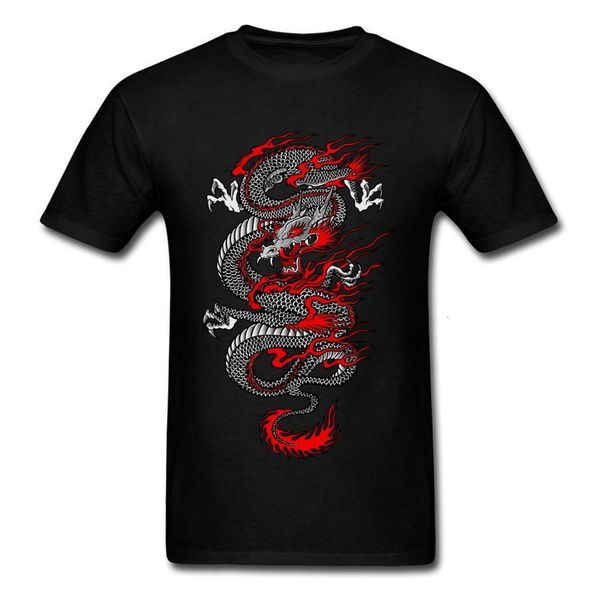 

asian dragon t-shirt men chinese style t shirt mans black red graphic tees cotton clothes o neck tshirt ing, White;black