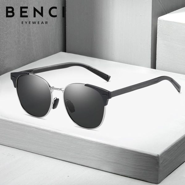 

benci brand fashion cat eye hd lens sunglasses retro aluminum magnesium polarized mirror vintage sun glasses for men women, White;black