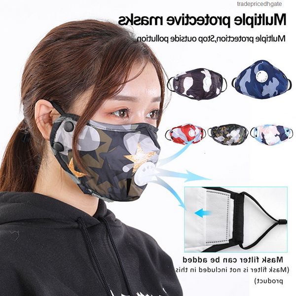 

laamei mouth washable pm2.5 with breathing valve 5pcs haze dust nose filter windproof face anti bacteria mask