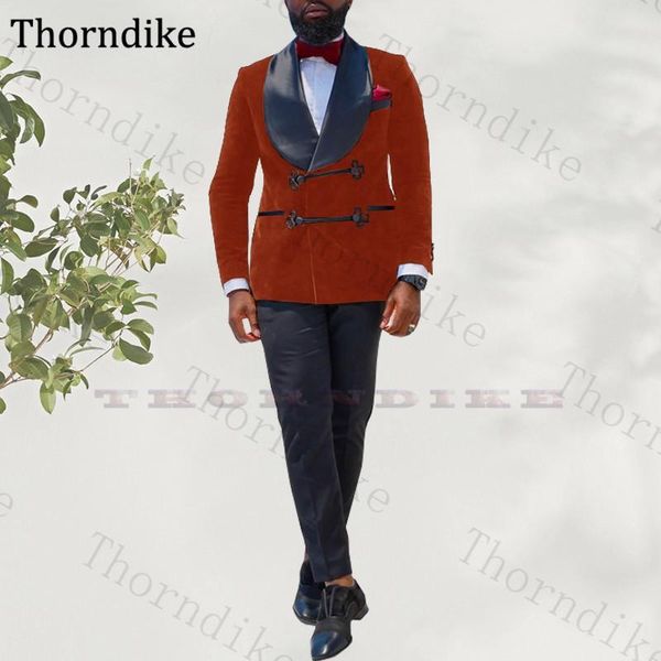 

thorndike autumn new custom made shawl lapel terno groom tuxedos for groomsmen costume homme velvet mens wedding suits 2 pieces, White;black
