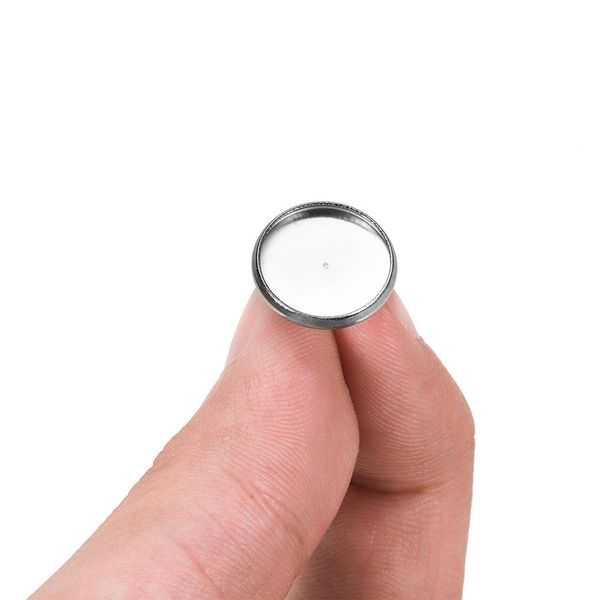 

20pcs / серия 6 мм - 25 мм из нержавеющей стали blank серьги базовые выводы кабошон камеи настройки ободок лотка для изготовления ювелирных