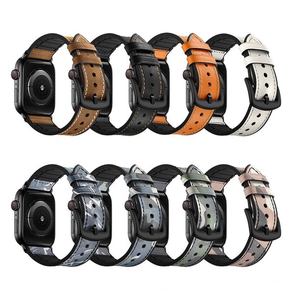 Кожаный ремешок для часов для Apple iWatch Smart Strap 44MM 45MM 49MM Sport Bracelet Bands Series 12345678SE 38MM 40MM 41MM Мужчины Женщины Ремешки для часов