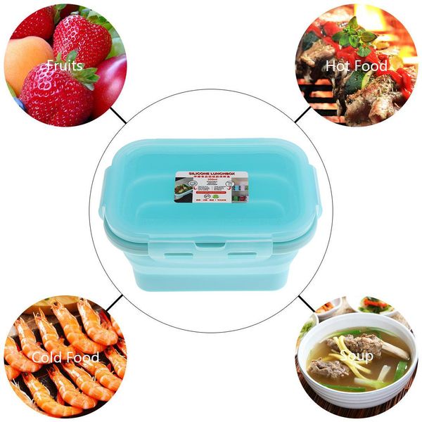

350ml 5 inch 2 colors portable rectangle silicone scalable folding lunchbox bento box for 40 centigrade 230 centigrade wmtqxb mywjqq