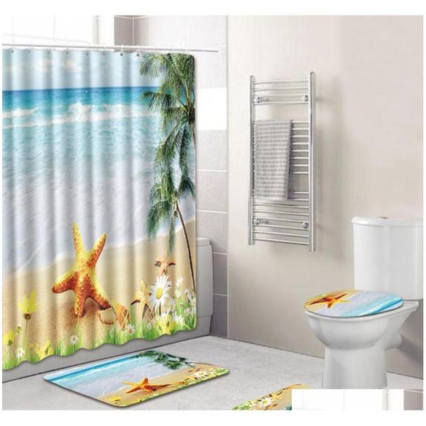 

8 types 4pcs set bathroom non-slip pedestal rug + lid toilet cover + bath mat+sho qylbic garden2010