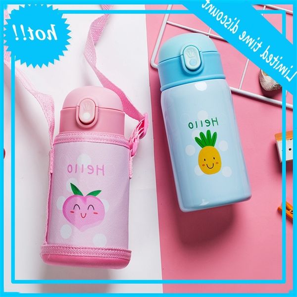 

primary school children's thermos female will carry straw anti falling 304 stainless steel water kindergarten lovely cup