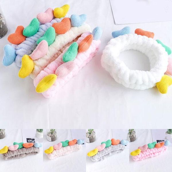 

hair accessories soft turban head wraps coral fleece band plush headband multi-color heart shaped wash face makeup 1pcs