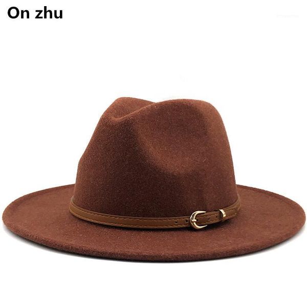 

luxury women men wool jazz hat with leather ribbon flat brim big brim elegant gentlemen couple hats panama sombrero cap1, Blue;gray