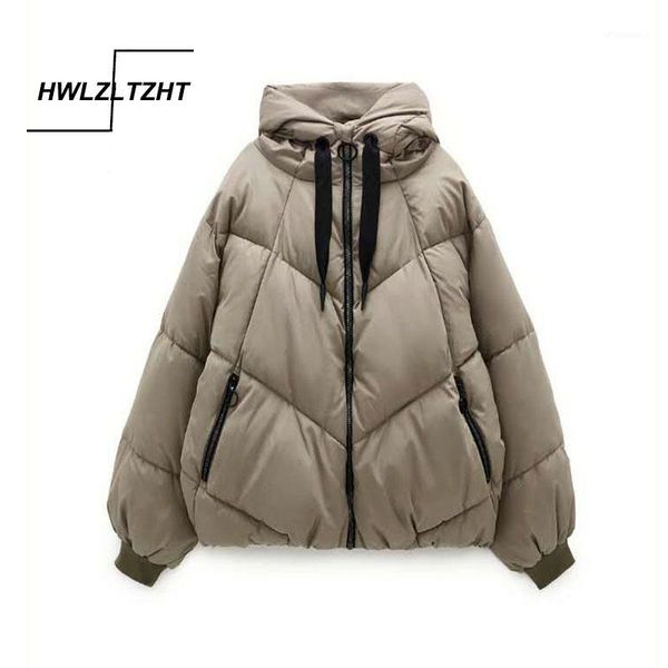 

hwlzltzht 2020 winter new hooded parkas warm down jacket cotton padded jacket large size woman coat thicken women casual parka1, Black