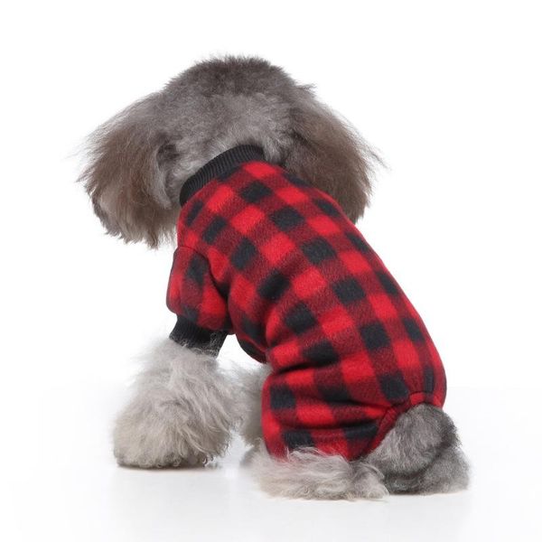

soft fleece dog clothes winter dog jumpsuit clothing four legs warm coat plaid pajamas chihuahua small puppy costume