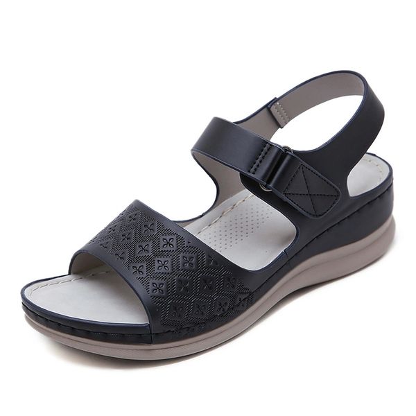 

2020 sandals women soft summer shoes casual women wedges sandals fashion ladies wedge heels 5cm summer rome shoes a2117 #dr8p, Black