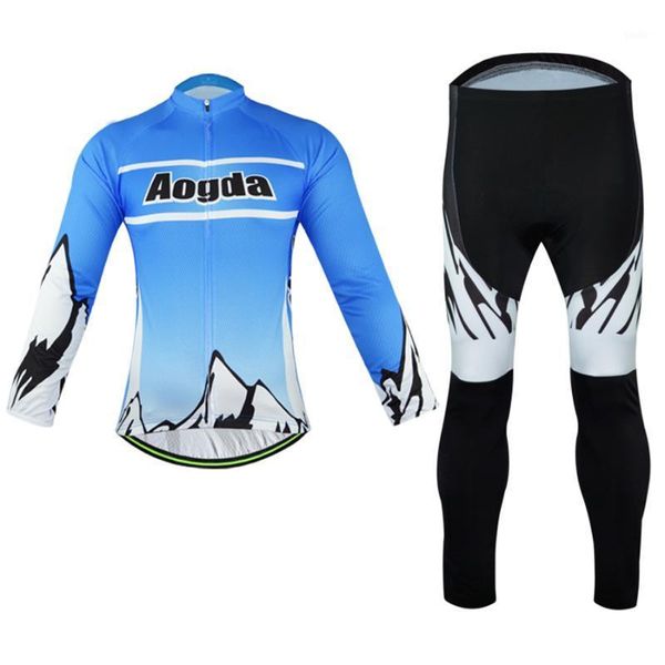 

aogda 2020 pro long sleeve cycling clothing men summer bike uniform bicycle clothes breathable cycling jersey set1, Black;blue