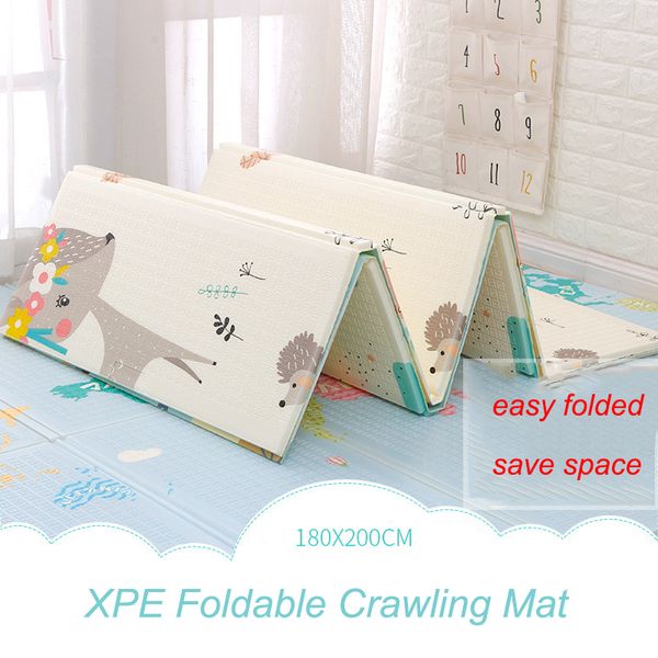 XPE Mat 1 cm spessore del cartone animato pad kid play tappetino pieghevole tappeto anti-skid per bambini mat 180x200cm lj201113