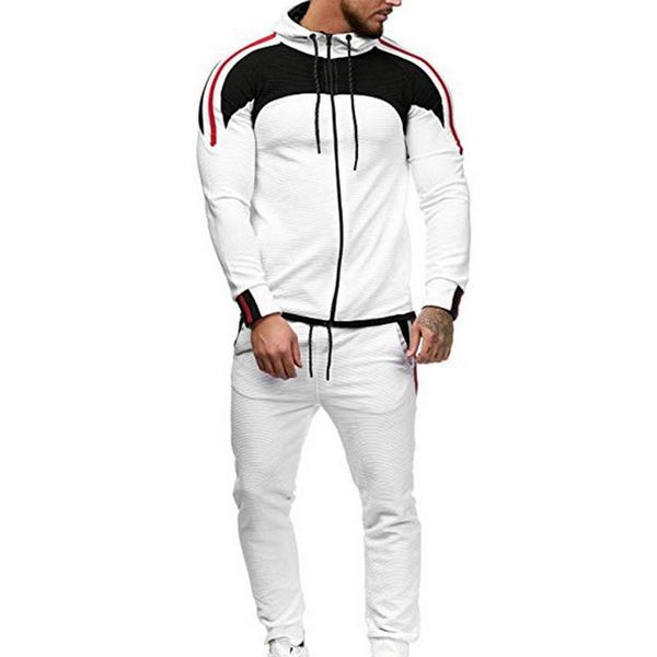 

men spotrs suit two pieces set men's zipper hoodie jacket sweatshirt + pants male hoody jogging tracksuit sportswear outfit 3xl, Gray