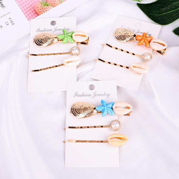 

hair clips & barrettes miss jq 3 pcs/set boho shell clip metal scallop women hairpins coconut tree fashion vintage beach pearl accessories, Golden;silver