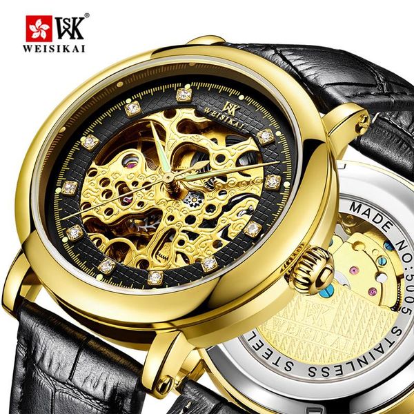 

weisikai men mens meanical наручные часы matic watch men classic tourbillon скелетная кожа прозрачный водонепроницаемый роскошный часы sqcay, Silver