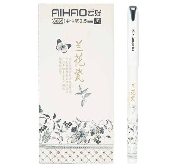 

aihao 8665 orchid porcelain pattern gel ink pens 0.5mm fine point original box