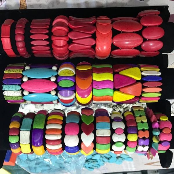 

mix color natural stone bracelets howlite elastic rope bracelets men jewelry accessories new chromatic jewellery, Black
