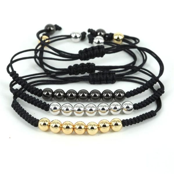 

charm bracelets brand bracelets, gold color 7 ball beads braided macrame bracelet,european american weaving for men, gift, Golden;silver