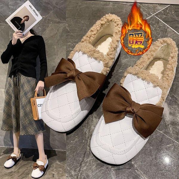 

plush flat heel round toe booties 2020 fashion women shoes boots-women designer winter bowknot women's shoes botas mujer, Black