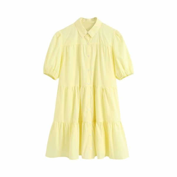 

1014 autumn new women's style lapel short sleeve poplin wide swing shirt dress for women, Black;gray
