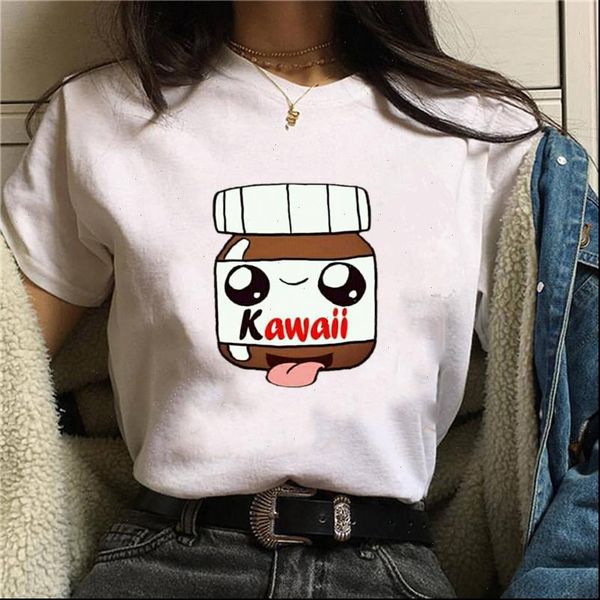 

casual print short sleeve o neck t shirt loose slim fit soft women tshirt fashion female clothing shirts, White