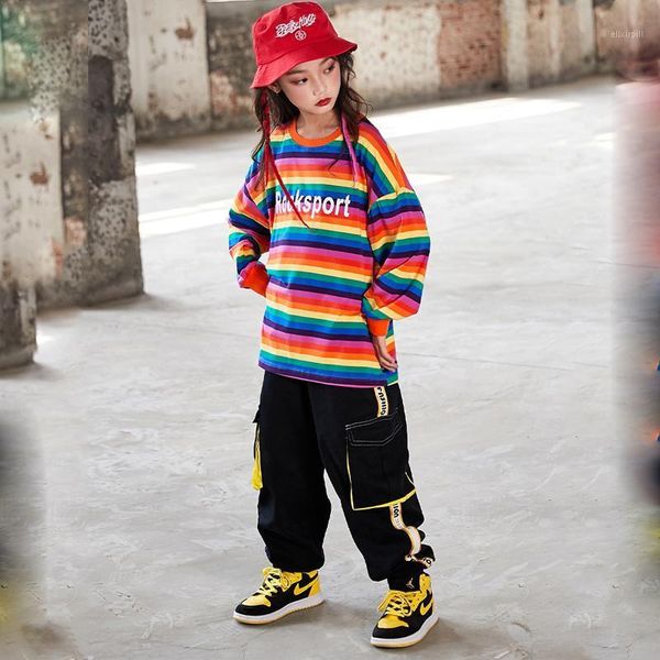 

hip-hop children street dance costume boys loose shirts pants hiphop clothing for girls jazz street dance stage outfits dqs33001, Black;red