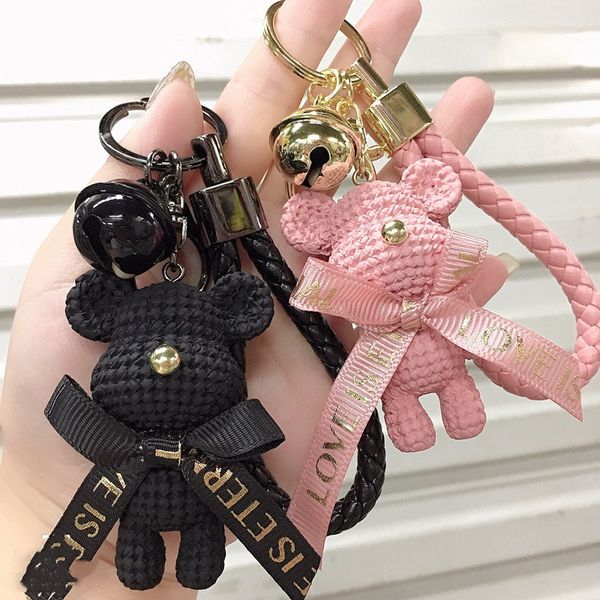 

fashion accessories cartoon resin wool bear doll car keychain, Silver